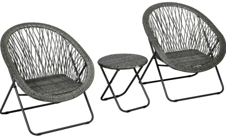 Outsunny Bistro-Set grau Kunststoff B/H/L: ca. 77x78x76 cm