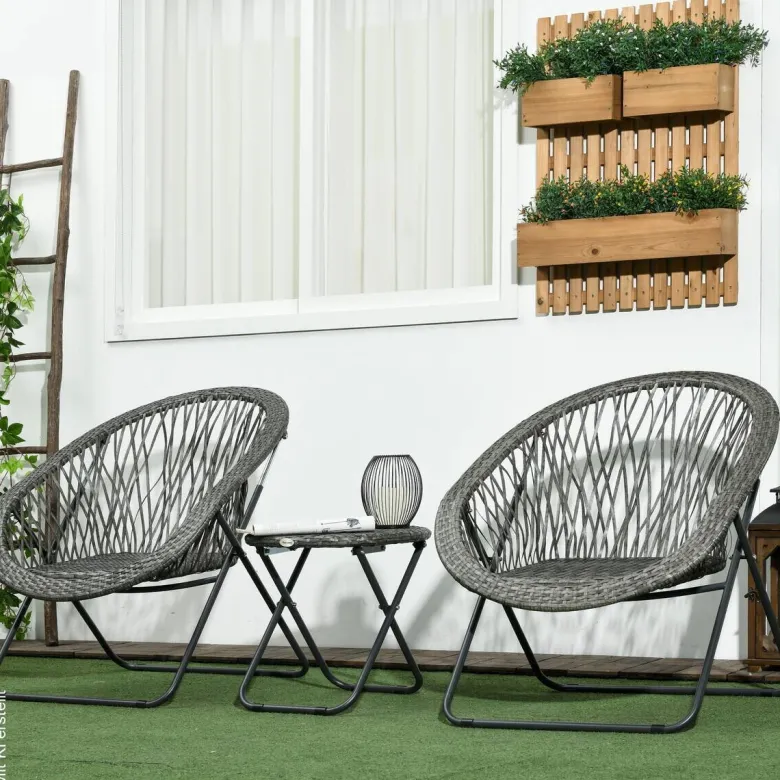 Outsunny Bistro-Set grau Kunststoff B/H/L: ca. 77x78x76 cm