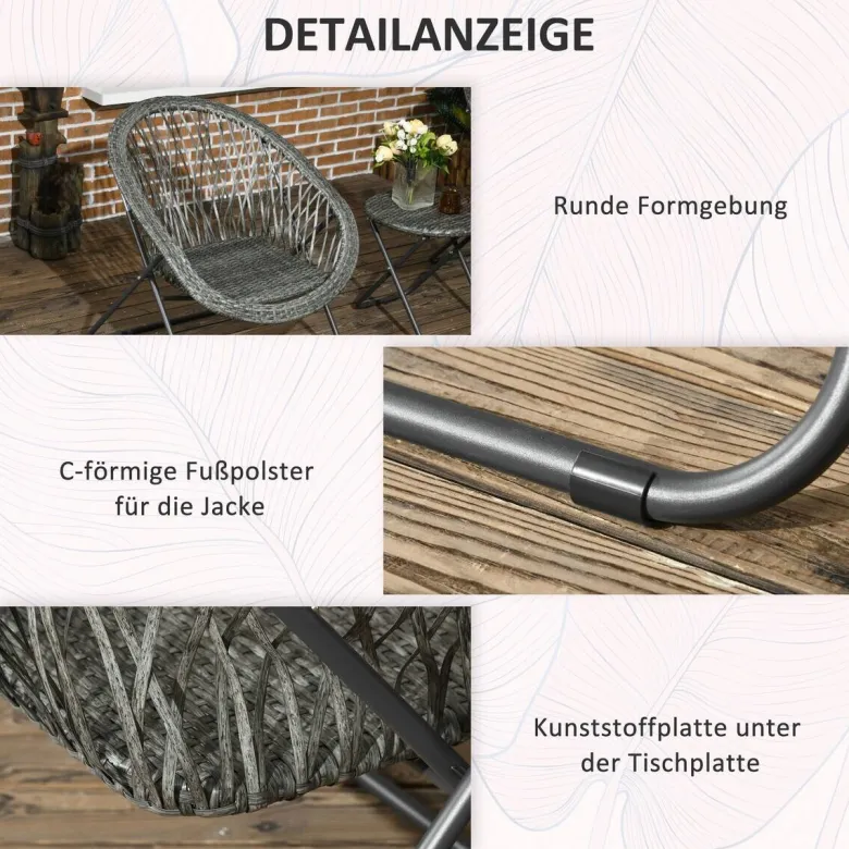 Outsunny Bistro-Set grau Kunststoff B/H/L: ca. 77x78x76 cm