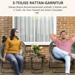 Outsunny Bistro-Set grau Kunststoff B/H/L: ca. 77x78x76 cm