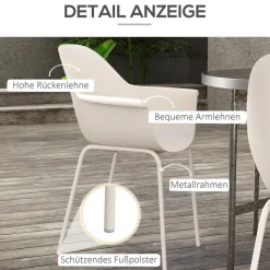 Outsunny Bistro-Set grau Stahl B/H/L: ca. 55x84x59 cm