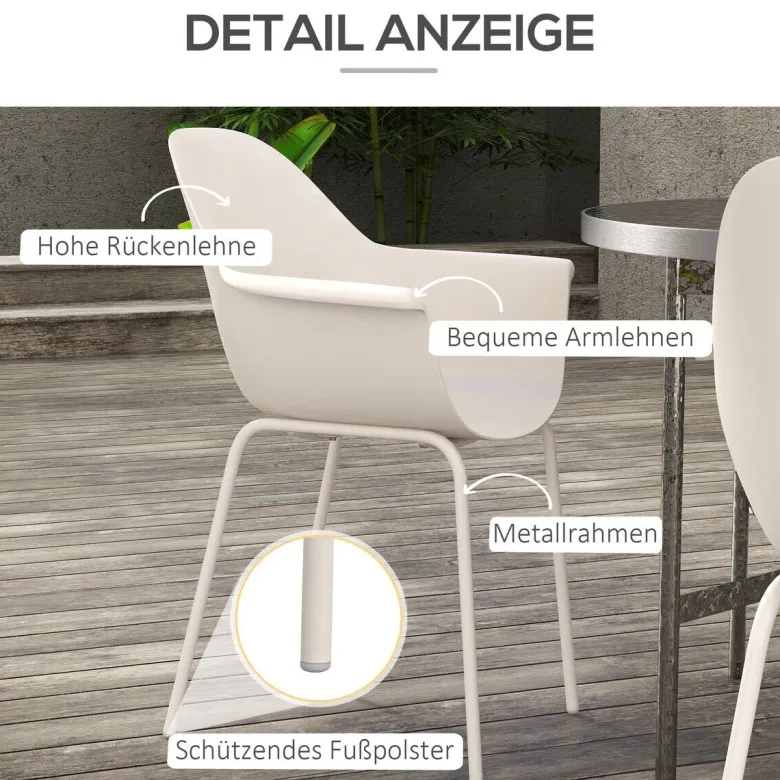 Outsunny Bistro-Set grau Stahl B/H/L: ca. 55x84x59 cm