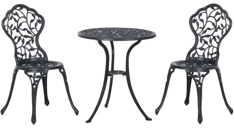 Outsunny Bistroset schwarz Aluminium B/H/L: ca. 60x65x60 cm