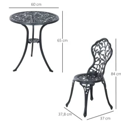 Outsunny Bistroset schwarz Aluminium B/H/L: ca. 60x65x60 cm