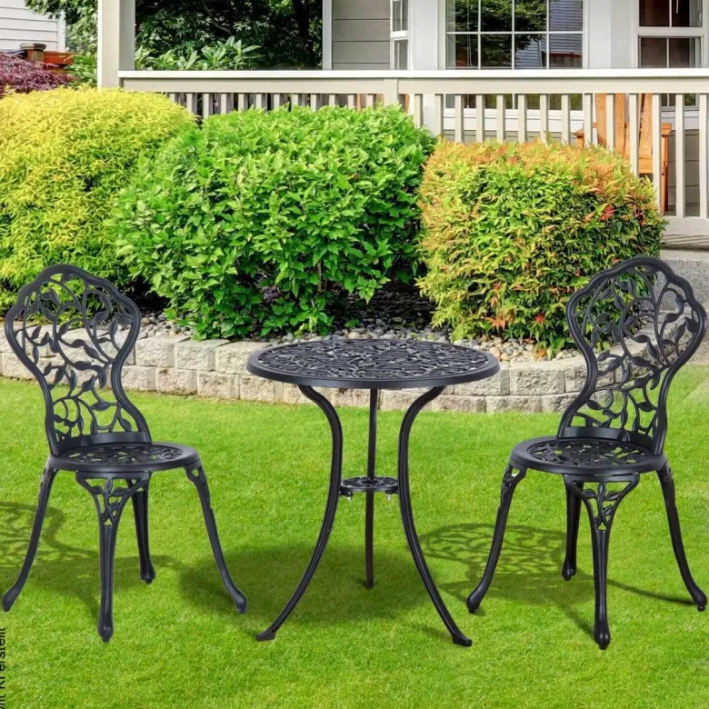 Outsunny Bistroset schwarz Aluminium B/H/L: ca. 60x65x60 cm