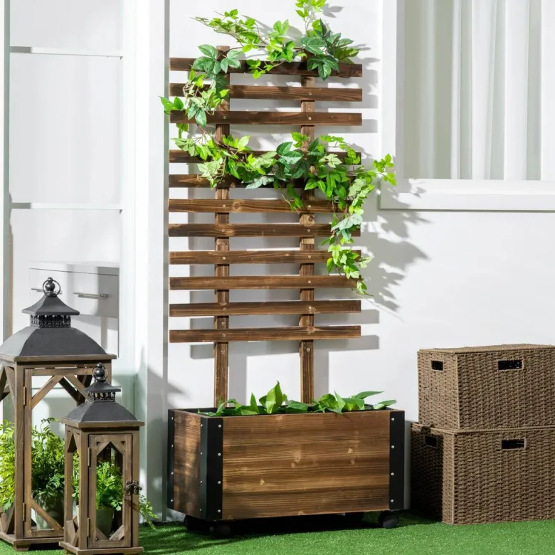 Outsunny Blumenkasten mit Rankhilfe