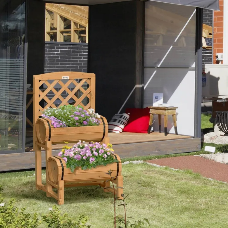 Outsunny Blumenkasten mit Rankgitter