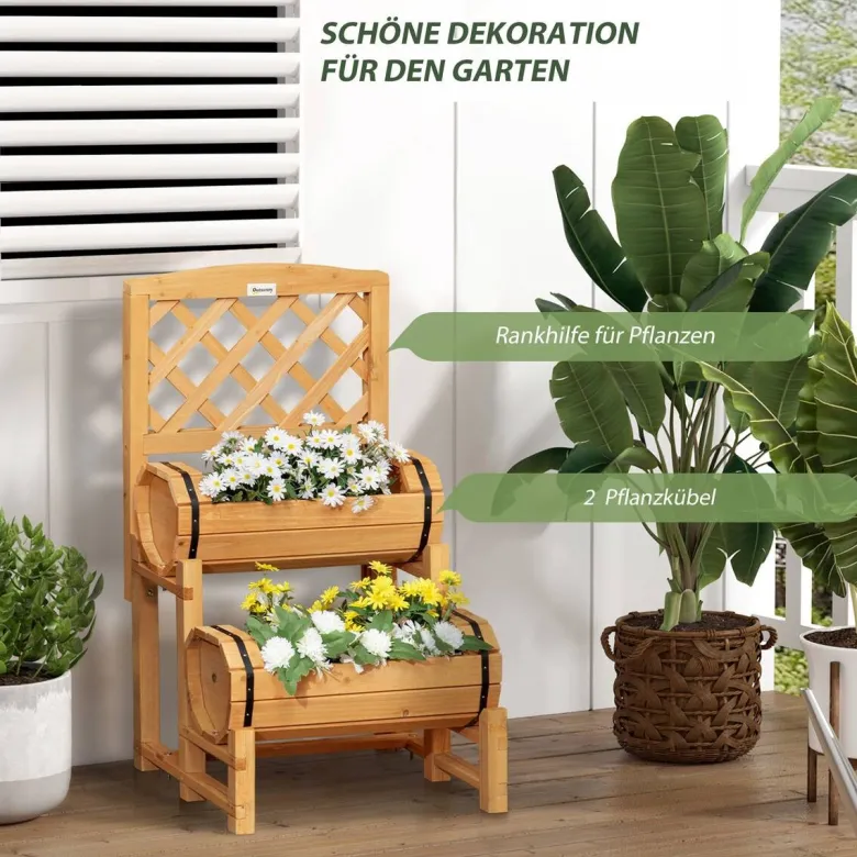 Outsunny Blumenkasten mit Rankgitter