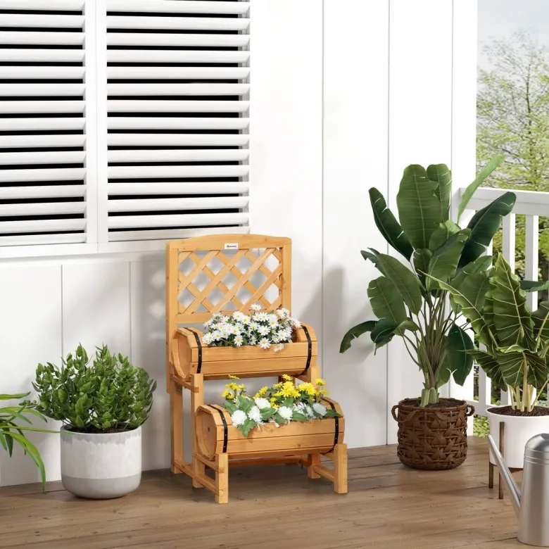Outsunny Blumenkasten mit Rankgitter