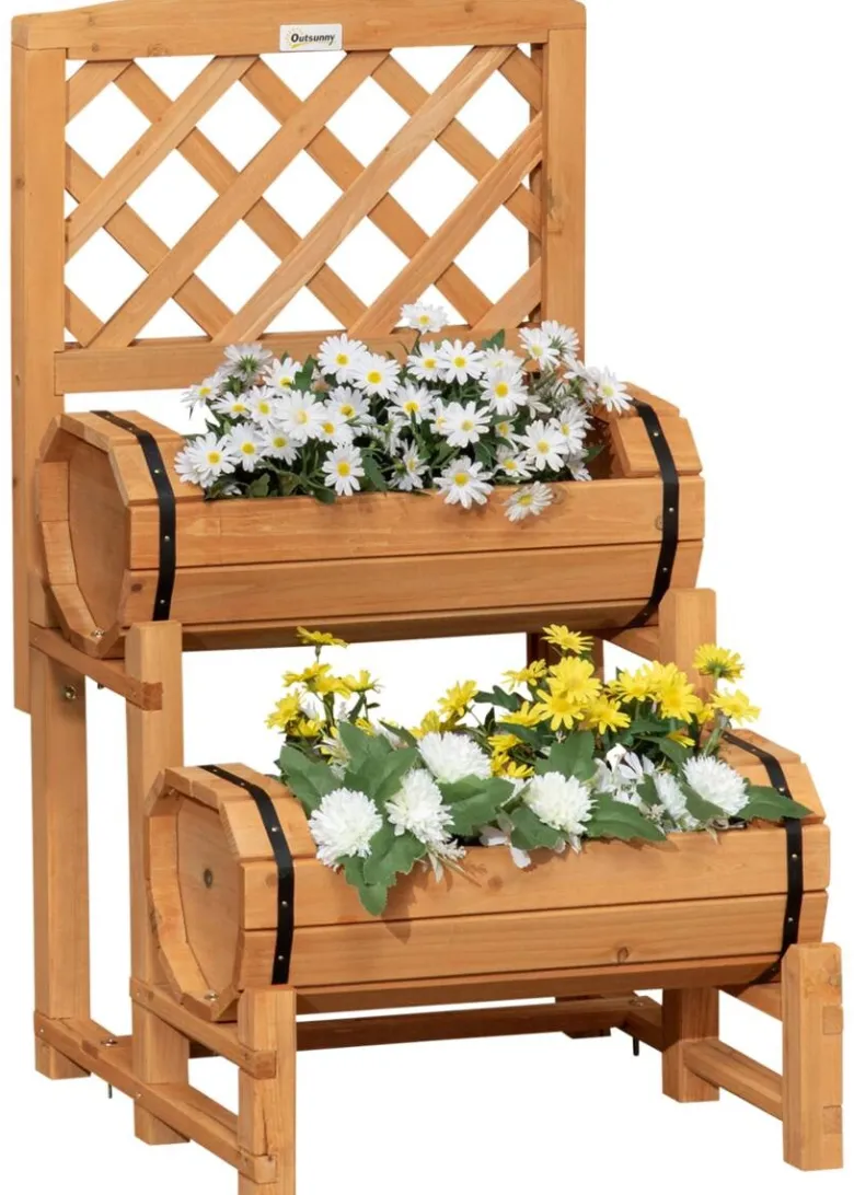 Outsunny Blumenkasten mit Rankgitter