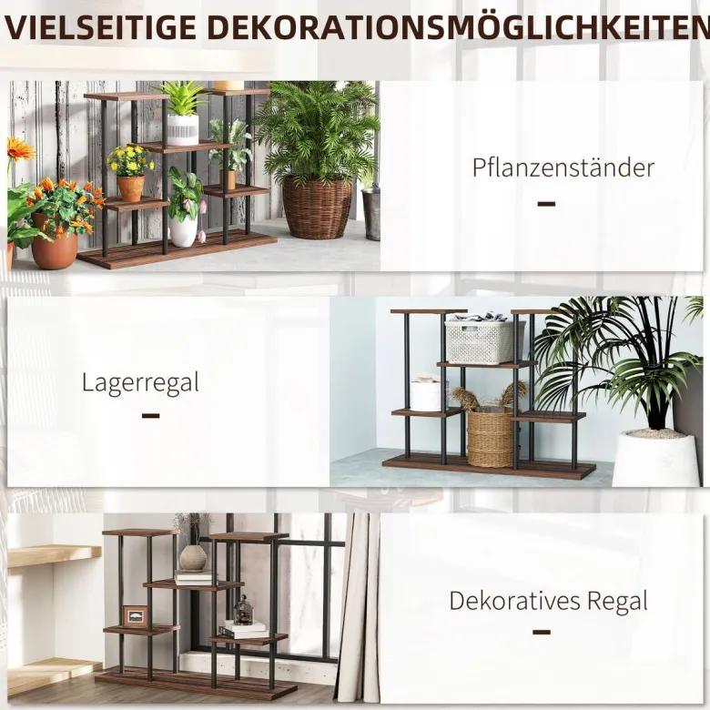 Outsunny Blumenständer braun Holz B/H/L: ca. 24x61,5x80 cm