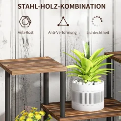 Outsunny Blumenständer braun Holz B/H/L: ca. 24x61,5x80 cm