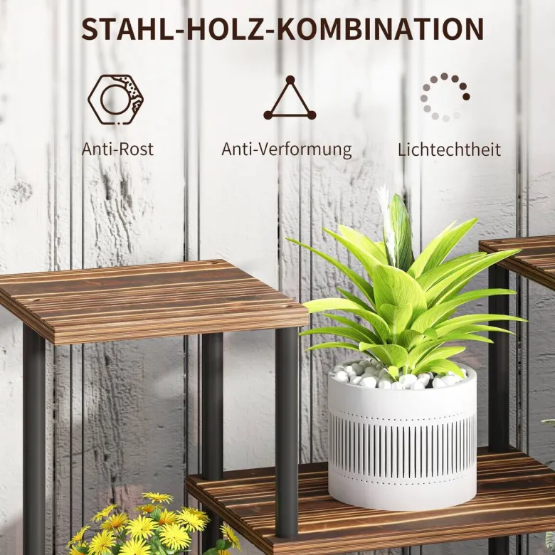 Outsunny Blumenständer braun Holz B/H/L: ca. 24x61,5x80 cm