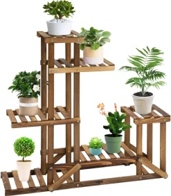 Outsunny Blumenständer braun Holz B/H/L: ca. 28x96,5x95 cm