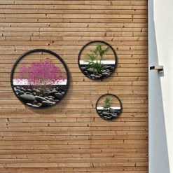 Outsunny Blumentöpfe-Set für die Wand schwarz Stahl B/H/L: ca. 30,5x5x30,5 cm