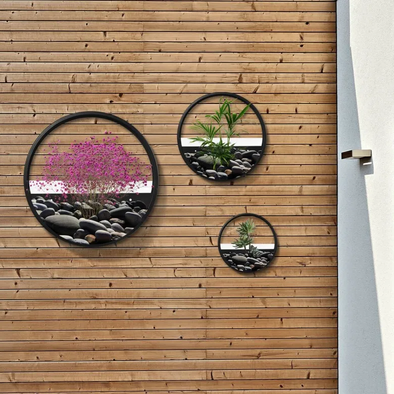 Outsunny Blumentöpfe-Set für die Wand schwarz Stahl B/H/L: ca. 30,5x5x30,5 cm