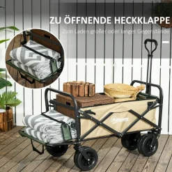 Outsunny Bollerwagen khaki B/H/L: ca. 57x94x100 cm