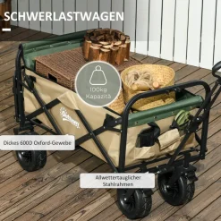 Outsunny Bollerwagen khaki B/H/L: ca. 57x94x100 cm