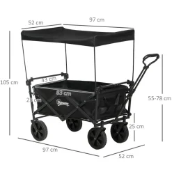 Outsunny Bollerwagen schwarz B/H/L: ca. 52x97x105 cm