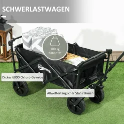 Outsunny Bollerwagen schwarz B/H/L: ca. 52x97x105 cm