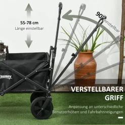 Outsunny Bollerwagen schwarz B/H/L: ca. 52x97x105 cm