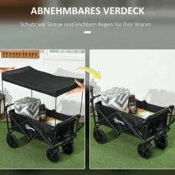 Outsunny Bollerwagen schwarz B/H/L: ca. 52x97x105 cm
