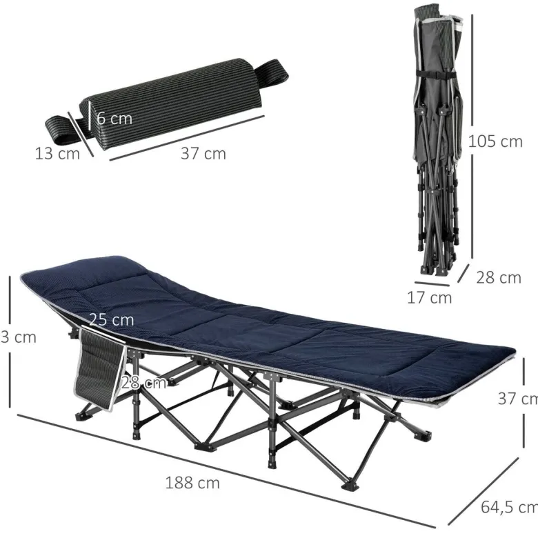 Outsunny Campingbett B/H/L: ca. 64,5x53x188 cm