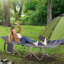 Outsunny Campingbett dunkelgrau Stahl B/H/L: ca. 68x52x190 cm