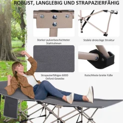 Outsunny Campingbett dunkelgrau Stahl B/H/L: ca. 68x52x190 cm