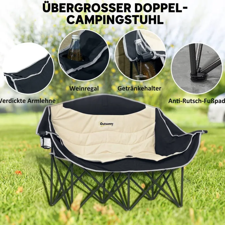Outsunny Campingstuhl khaki Metall B/H/L: ca. 50x92x134 cm