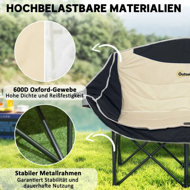 Outsunny Campingstuhl khaki Metall B/H/L: ca. 50x92x134 cm