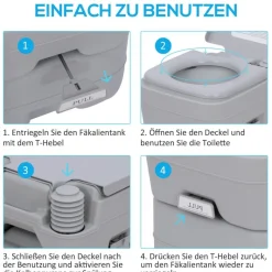 Outsunny Campingtoilette B/H/L: ca. 41x42,5x35,5 cm