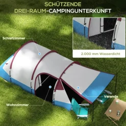 Outsunny Campingzelt rot Glas B/H/L: ca. 200x150x420 cm