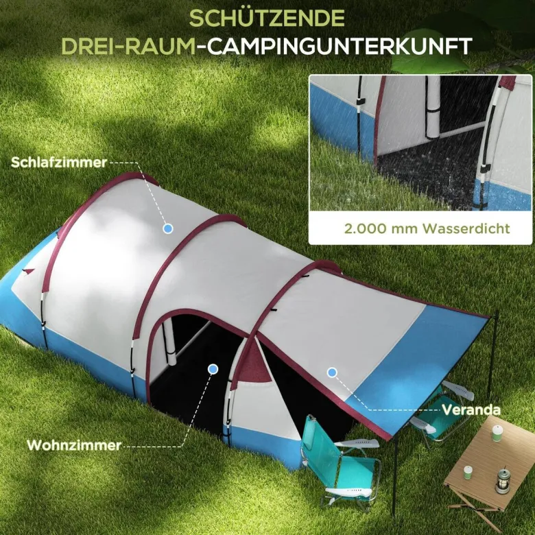 Outsunny Campingzelt rot Glas B/H/L: ca. 200x150x420 cm