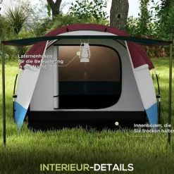 Outsunny Campingzelt rot Glas B/H/L: ca. 200x150x420 cm