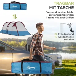 Outsunny Campingzelt rot Glas B/H/L: ca. 200x150x420 cm
