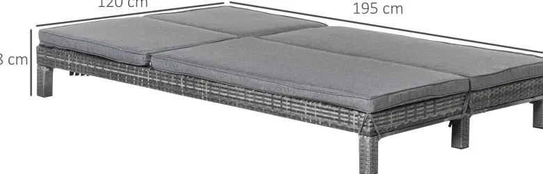 Outsunny Doppelliege grau Metall B/H/L: ca. 120x28x195 cm