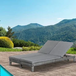 Outsunny Doppelliege grau Metall B/H/L: ca. 120x28x195 cm