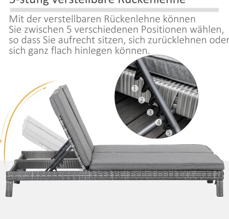 Outsunny Doppelliege grau Metall B/H/L: ca. 120x28x195 cm