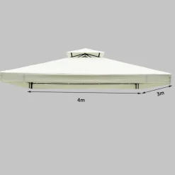 Outsunny Ersatzdach creme Polyester-Mischgewebe B/L: ca. 300x400 cm