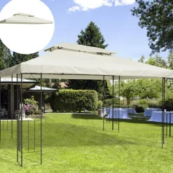 Outsunny Ersatzdach creme Polyester-Mischgewebe B/L: ca. 300x400 cm