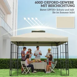 Outsunny Ersatzdach cremeweiß Polyester B/H/L: ca. 300x1x300 cm
