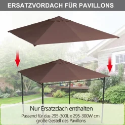 Outsunny Ersatzdach für Pavillon braun Polyester-Mischgewebe B/L: ca. 300x300 cm