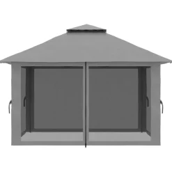 Outsunny Faltpavillon dunkelgrau Stoff B/H/L: ca. 392x283x392 cm