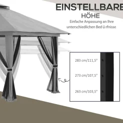 Outsunny Faltpavillon dunkelgrau Stoff B/H/L: ca. 392x283x392 cm