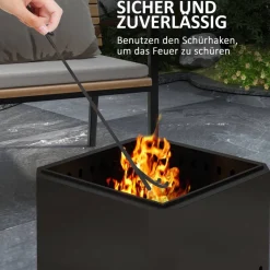 Outsunny Feuerschale schwarz Metall B/H/L: ca. 48x41x48 cm