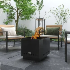 Outsunny Feuerschale schwarz Metall B/H/L: ca. 48x41x48 cm