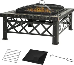 Outsunny Feuerschale schwarz Schiefer B/H/T: ca. 76x47x76 cm