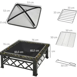 Outsunny Feuerschale schwarz Schiefer B/H/T: ca. 76x47x76 cm
