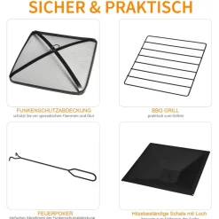 Outsunny Feuerschale schwarz Schiefer B/H/T: ca. 76x47x76 cm